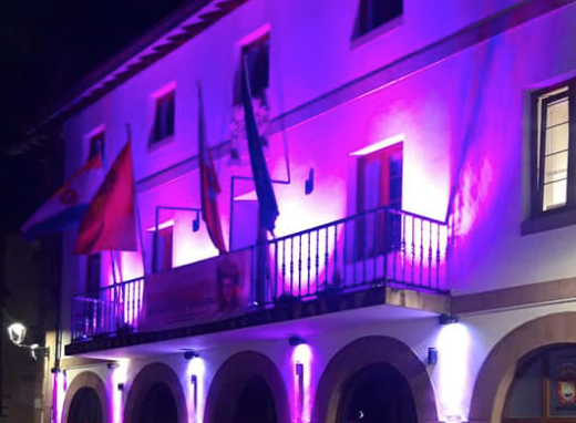 Fachada del Ayuntamiento de Ampuero durante la pasada noche. / ALERTA