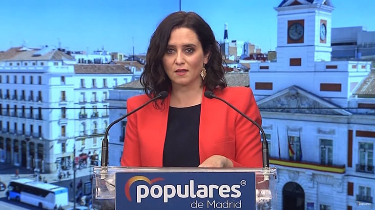 Isabel Díaz Ayuso interviene ante los mediosl. / E. PRESS