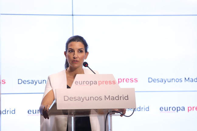 La candidata de Vox a la Presidencia de la Comunidad de Madrid, Rocío Monasterio, interviene en un Desayuno Madrid de Europa Press.