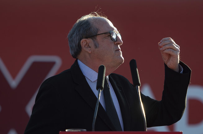 El candidato del PSOE a la Presidencia de la Comunidad de Madrid, Ángel Gabilondo, durante un acto del partido en el distrito de Hortaleza, a 17 de abril de 2021, en Madrid (España). Este domingo 18 de abril comenzará de forma oficial la campaña electoral