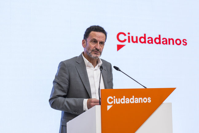El vicesecretario general de Ciudadanos y portavoz de la Ejecutiva del partido, Edmundo Bal, en una rueda de prensa en la sede del partido en Madrid.