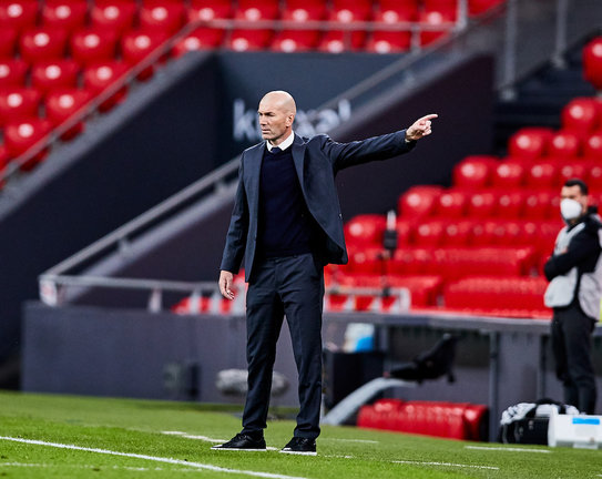 Zidadine Zidane, coach of Real Madrid CF, during the Spanish league, La Liga Santander, football match played between Athletic Club and Real Madrid CF at San Mames stadium on May 16, 2021 in Bilbao, Spain.
AFP7  / Europa Press
16/5/2021 ONLY FOR USE IN SPAIN