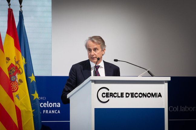 El presidente del Cercle d'Economia, Javier Faus, interviene en la tercera sesión de la XXXVI Reunión del Cercle d'Economia, a 18 de junio de 2021, en Barcelona, Cataluña, (España). Las jornadas, bajo el título 'La gran reconstrucción, retos y oportunidad
