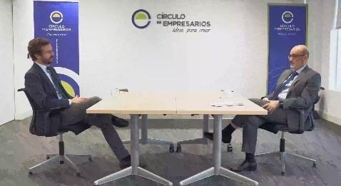 El presidente del PP, Pablo Casado, se reúne con Manuel Pérez-Sala, presidente del Círculo de Empresarios. En Madrid, a 18 de junio de 2021.
