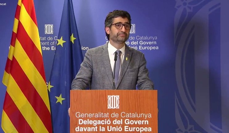 El vicepresidente de la Generalitat y conseller de Políticas Digitales y Territorio, Jordi Puigneró, en rueda de prensa.