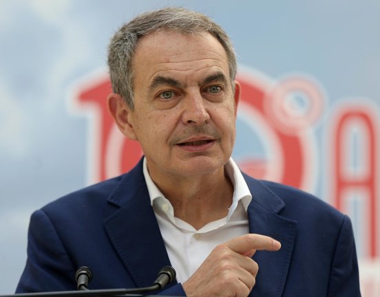 El expresidente del Gobierno de España José Luis Rodríguez Zapatero en el 10 aniversario de la integración de régimen especial agrario en el régimen general de la seguridad social en la escuela Julián Besteiro, a 27 de mayo de 2021, en Madrid (España).