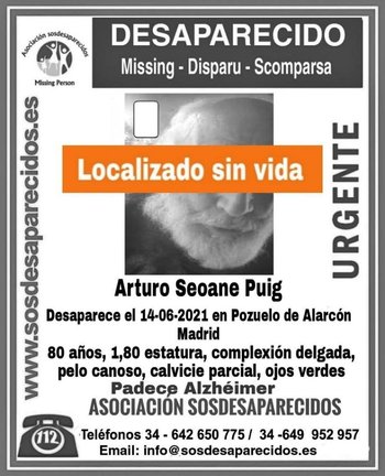Localizan sin vida al anciano con Alzhéimer desaparecido hace ocho días en Pozuelo de Alarcón