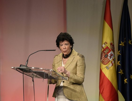 La ministra de Educación y FP, Isabel Celaá, en la presentación de la 'Alianza por la Formación Profesional: una estrategia de país', el pasado 24 de mayo en Casa de América, en Madrid