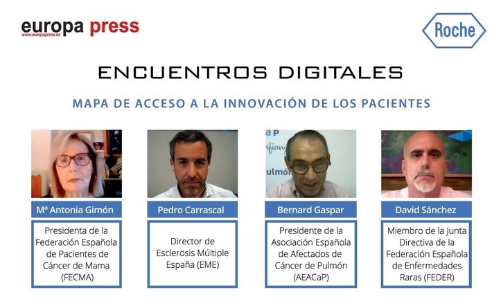 Montaje con intervinientes del encuentro digital de Europa Press 'Mapa de acceso a la innovación de los pacientes'