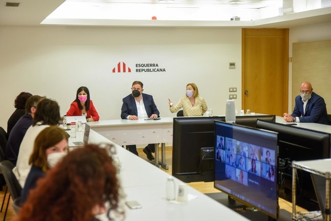 Reunión extraordinaria de la Permanent Nacional de ERC con Marta Vilalta, Oriol Junqueras, Carme Forcadell, Raül Romeva y Dolors Bassa.