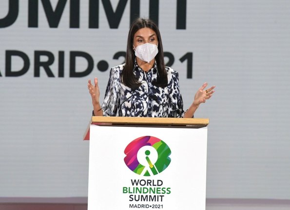 La Reina Letizia, en la inauguración este lunes de la 'World Blindness Summit Madrid 2021'