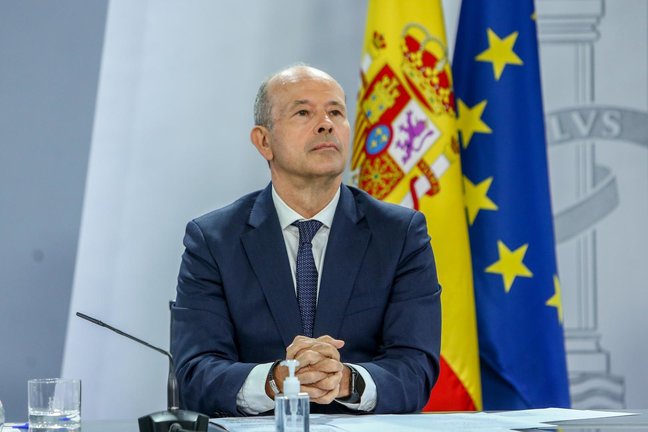 El ministro de Justicia, Juan Carlos Campo, en una comparecencia tras la reunión del Consejo de Ministros en Moncloa, a 29 de junio de 2021, en Madrid (España)