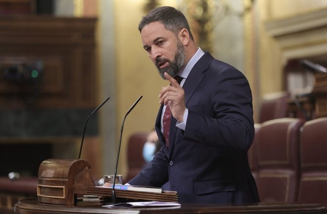 El líder de Vox, Santiago Abascal, interviene en una sesión de control al Gobierno en el Congreso de los Diputados