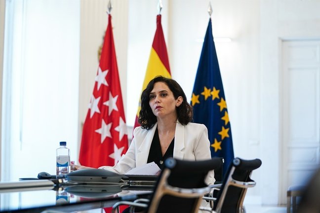 La presidenta de la Comunidad de Madrid, Isabel Díaz Ayuso, interviene en la 145ª Sesión Plenaria del Comité de las Regiones de la UE