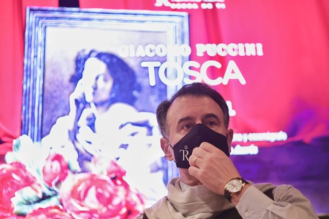 El barítono Carlos Álvarez durante la presentación de la ópera ‘Tosca’ de Giacomo Puccini