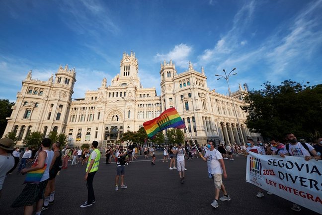 Manifestación del Orgullo LGTBI, a 3 de julio de 2021, en Madrid (España).   