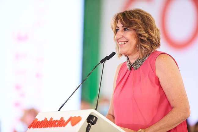 La secretaria general del PSOE.A, Susana Díaz, intervine en  la reunión del Comité Director extraordinario del PSOE-A, a 12 de julio del 2021 en Sevilla (Andalucía)