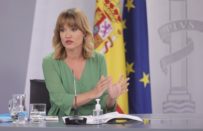 La ministra de Educación y FP, Pilar Alegría, en la rueda de prensa posterior al primer Consejo de Ministros tras la remodelación del Gobierno, este martes 13 de julio en Madrid