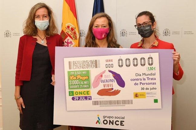 ONCE y el Ministerio de Igualdad presentan el cupón del Día contra la Trata