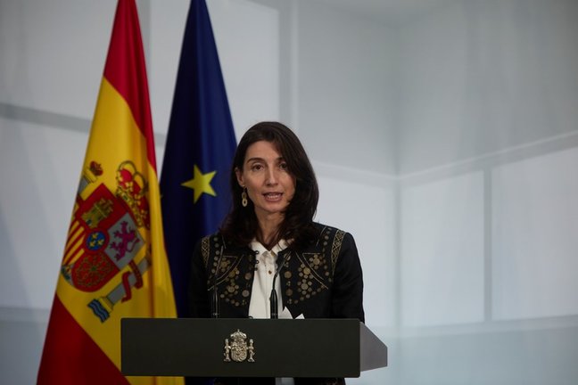 La ministra de Justicia, Pilar Llop, interviene en la presentación de la Carta de Derechos Digitales, en La Moncloa, a 14 de julio de 2021, en Madrid (España). La Carta de Derechos Digitales, es uno de los compromisos fundamentales del plan España Digital