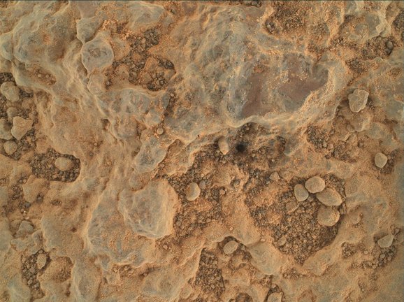 El rover Perseverance Mars de la NASA tomó este primer plano de un objetivo rocoso apodado "Foux" usando su cámara WATSON en el extremo del brazo robótico del rover. La imagen fue tomada el 11 de julio de 2021, el día 139 marciano, o sol, de la misión.