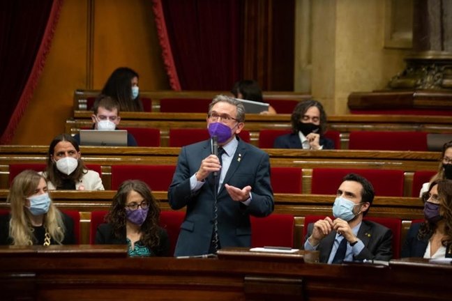 El conseller de Economía y Hacienda de la Generalitat, Jaume Giró, en el pleno del Parlament del 21 de julio de 2021.