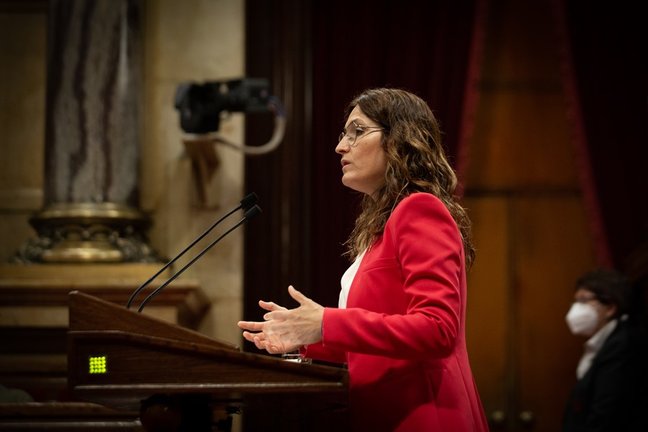 La consellera de la Presidencia, Laura Vilagrà. interviene durante un Pleno en el Parlament de Catalunya, a 22 de julio de 2021, en Barcelona, Catalunya (España).