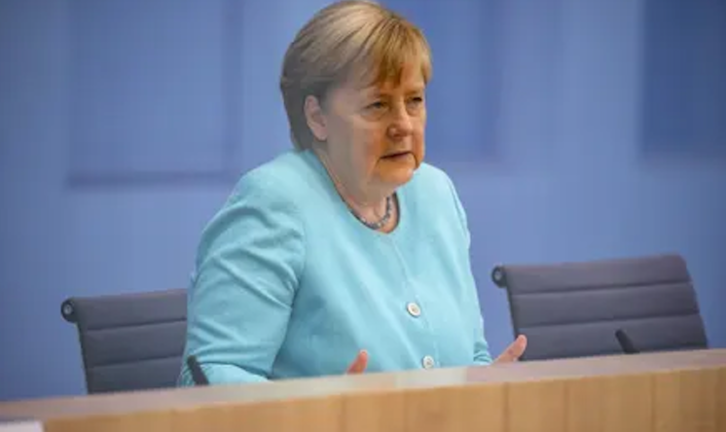 Angela Merkel habló en su conferencia de prensa anual de verano en Berlín el jueves. Fotografía: Emmanuele Contini/NurPhoto/Rex/Shutterstock