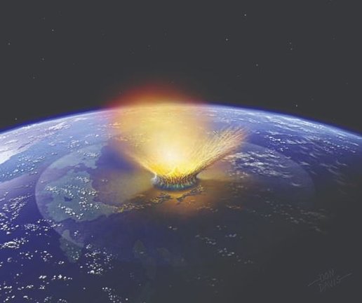 Ilustración del mpacto de jun gran asteroide contra la Tierra