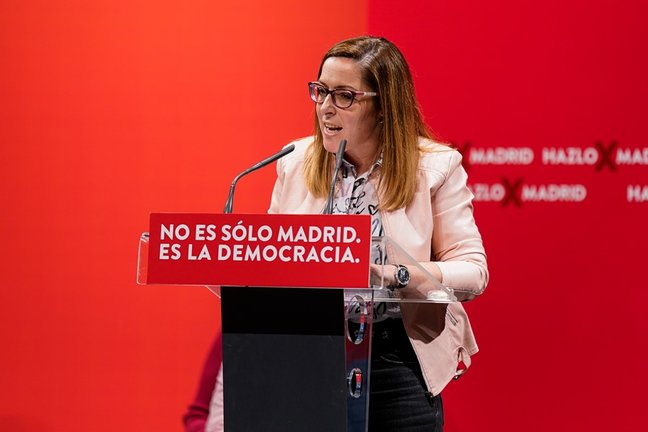 Archivo - La número once del PSOE para las elecciones madrileñas, Lorena Morales, durante un mitin, a 29 de abril de 2021, en Parla, Madrid (España). 