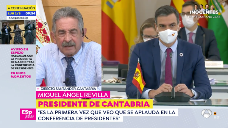 El presidente de Cantabria, durante su intervención de esta mañana. / ANTENA3
