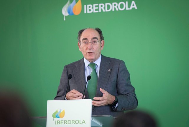 Archivo - El presidente de Iberdrola, Ignacio Sánchez Galán, durante su intervención en la inauguración de la planta Andévalo de Iberdrola.