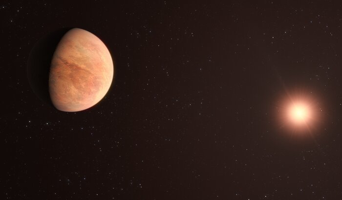 This artist’s impression shows L 98-59b, one of the planets in the L 98-59 system 35 light-years away. The system contains four confirmed rocky planets with a potential fifth, the furthest from the star, being unconfirmed. In 2021, astronomers used data from the Echelle SPectrograph for Rocky Exoplanets and Stable Spectroscopic Observations (ESPRESSO) instrument on ESO’s VLT to measure the mass of L 98-59b, finding it to be half that of Venus. This makes it the lightest planet measured to date using the radial velocity technique.