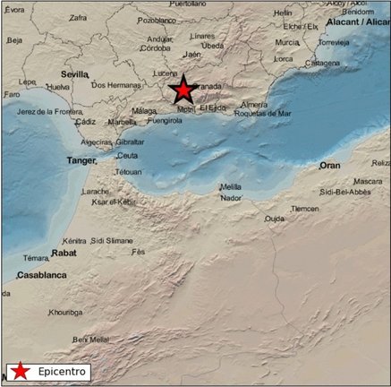 Imagen del lugar donde se ha producido un terremoto en la provincia de Granada este viernes, 13 de agosto