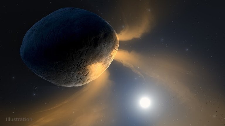 Esta ilustración muestra el asteroide Faetón calentado por el sol.