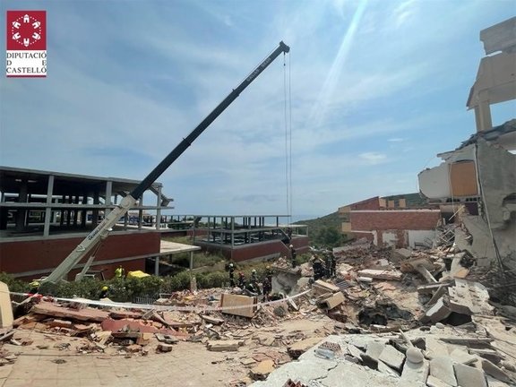 Lugar donde se ha derrumbado el edificio en Peñíscola