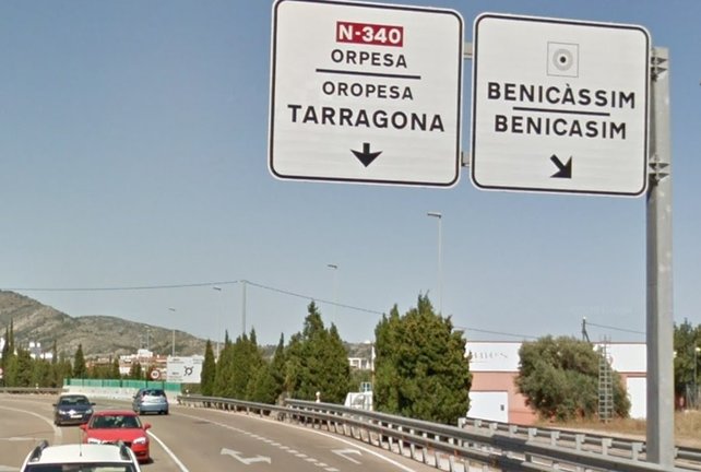 Carretera N-340 a su paso por Benicàssim (Castellón)
