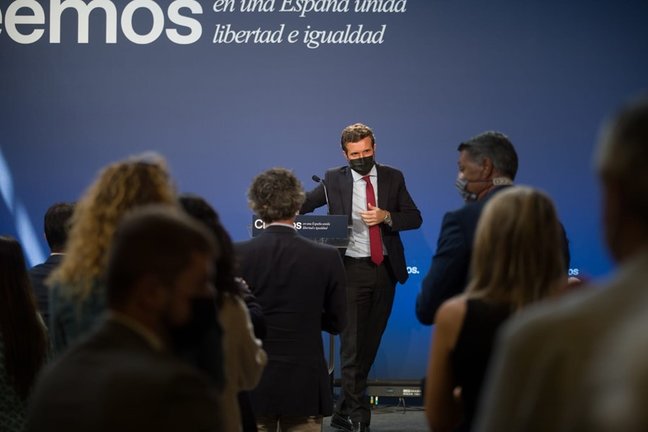 El líder del PP, Pablo Casado, en un acto en Barcelona