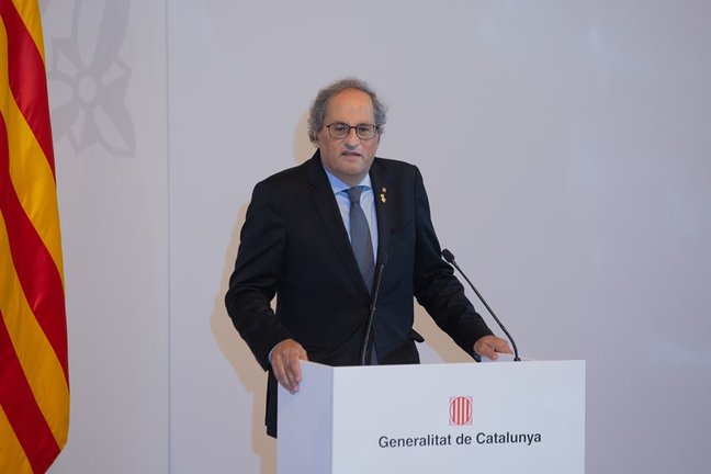 Archivo - El expresidente de la Generalitat, Quim Torra, durante el acto de presentación del informe del grupo de trabajo 'Catalunya 2022'. ARCHIVO.