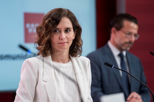 La presidenta de la Comunidad de Madrid, Isabel Díaz Ayuso, durante una rueda de prensa posterior a la reunión del Consejo de Gobierno