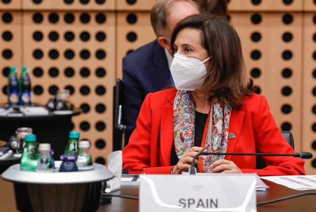 La ministra de Defensa, Margarita Robles, durante su intervención en la reunión informal de ministros de Defensa de la Unión Europea