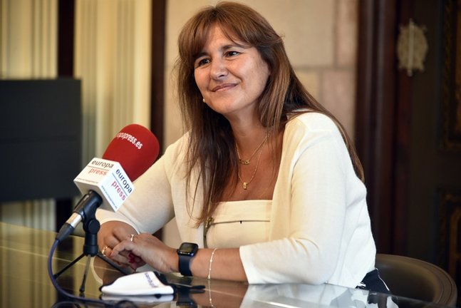 La presidenta del Parlament, Laura Borràs, en una entrevista a Europa Press