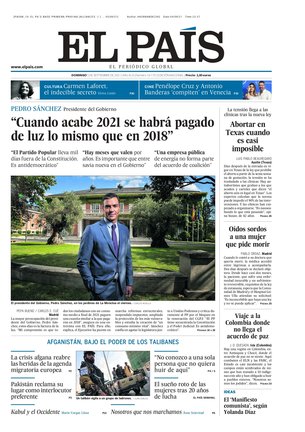 Portada 'El País' 5 de septiembre de 2021