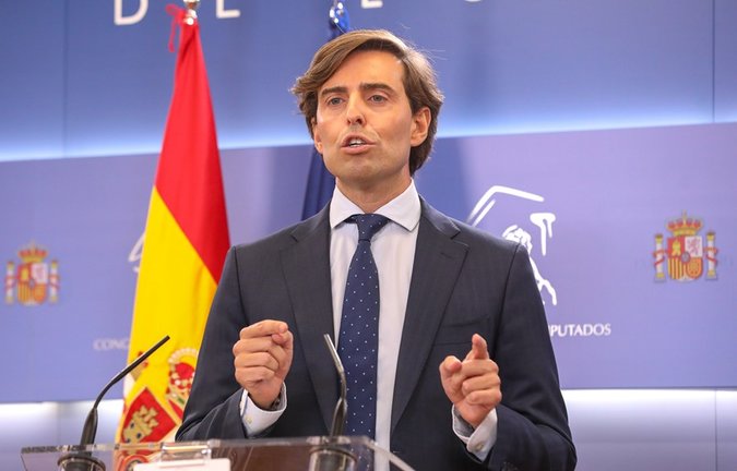 El vicesecretario de Comunicación del Partido Popular, Pablo Montesinos, durante una rueda de prensa en el Congreso de los Diputados, a 10 de septiembre de 2021, en Madrid (España).