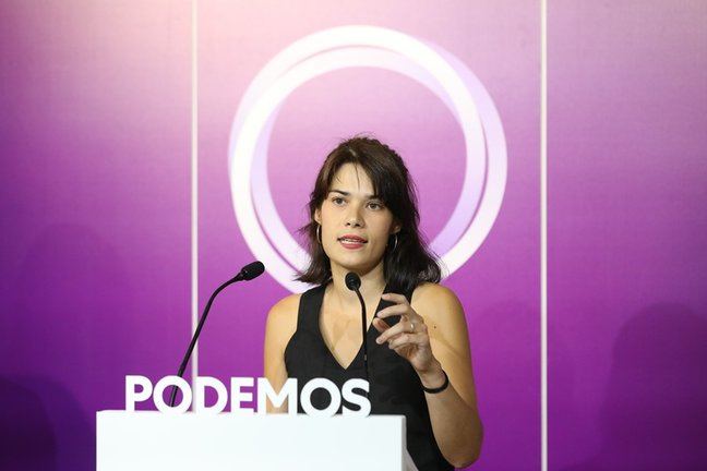 La coportavoz de Podemos, Isa Serra, ofrece una rueda de prensa en la sede del partido, a 13 de septiembre de 2021, en Madrid (España). Durante su comparecencia han anunciado que Podemos presentará una propuesta para reformar el acceso a la carrera judici
