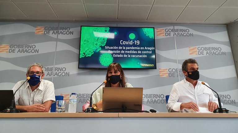 Rueda de prensa del Gobierno de Aragón para anunciar la supresión de algunas restricciones por la pandemia.