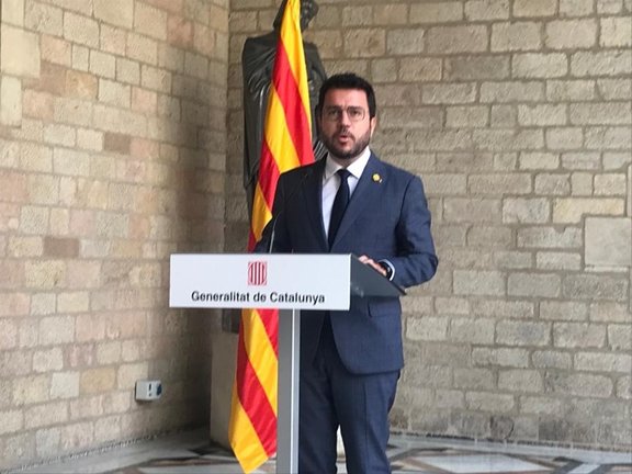 El presidente de la Generalitat, Pere Aragonès, comparece tras el Consell Executiu del martes 14 de septiembre de 2021.