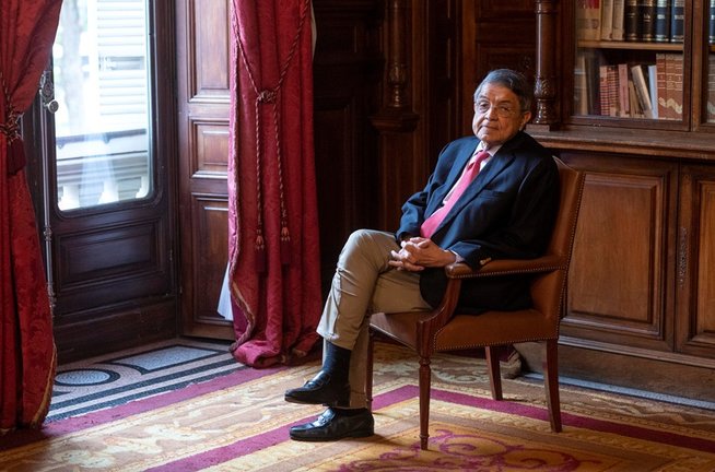 El escritor y antiguo vicepresidente de Nicaragua, Sergio Ramírez durante una entrevista celebrada en Casa de América, a 14 de septiembre de 2021, en Madrid (España). 