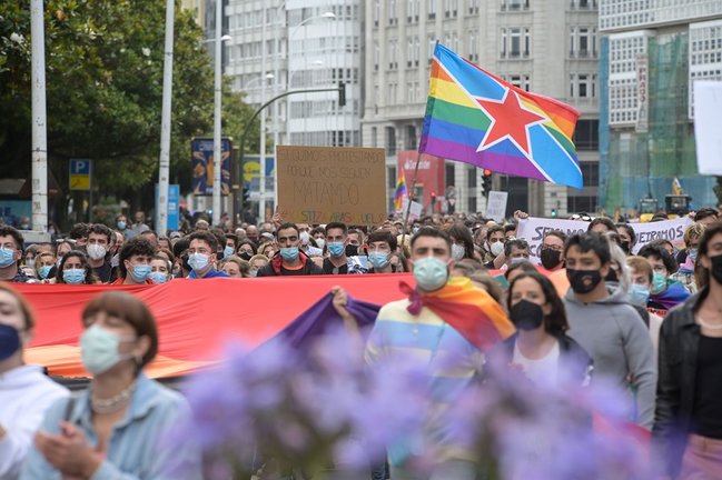Archivo - Concentración contra agresiones LGTBfóbicas en A Coruña, Galicia.