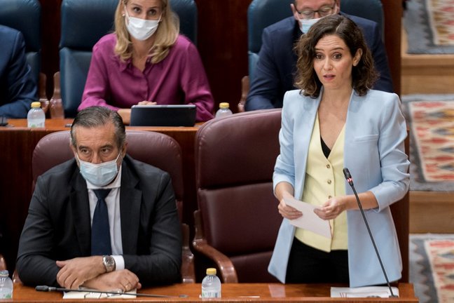 La presidenta de la Comunidad de Madrid, Isabel Díaz Ayuso, interviene en una sesión de control al Gobierno de la Comunidad de Madrid en la Asamblea de Madrid, a 16 de septiembre de 2021, en Madrid,